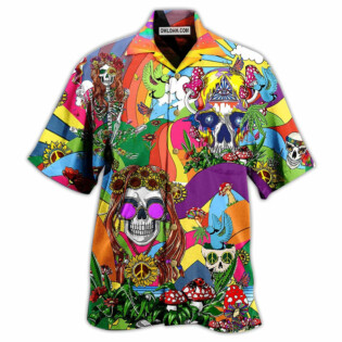 Hippie Skull Peace Life Color So Funny - Hawaiian Shirt - Owl Ohh - Owl Ohh