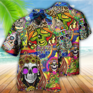 Hippie Skull Rock And Roll - Hawaiian Shirt - Owl Ohh - Owl Ohh