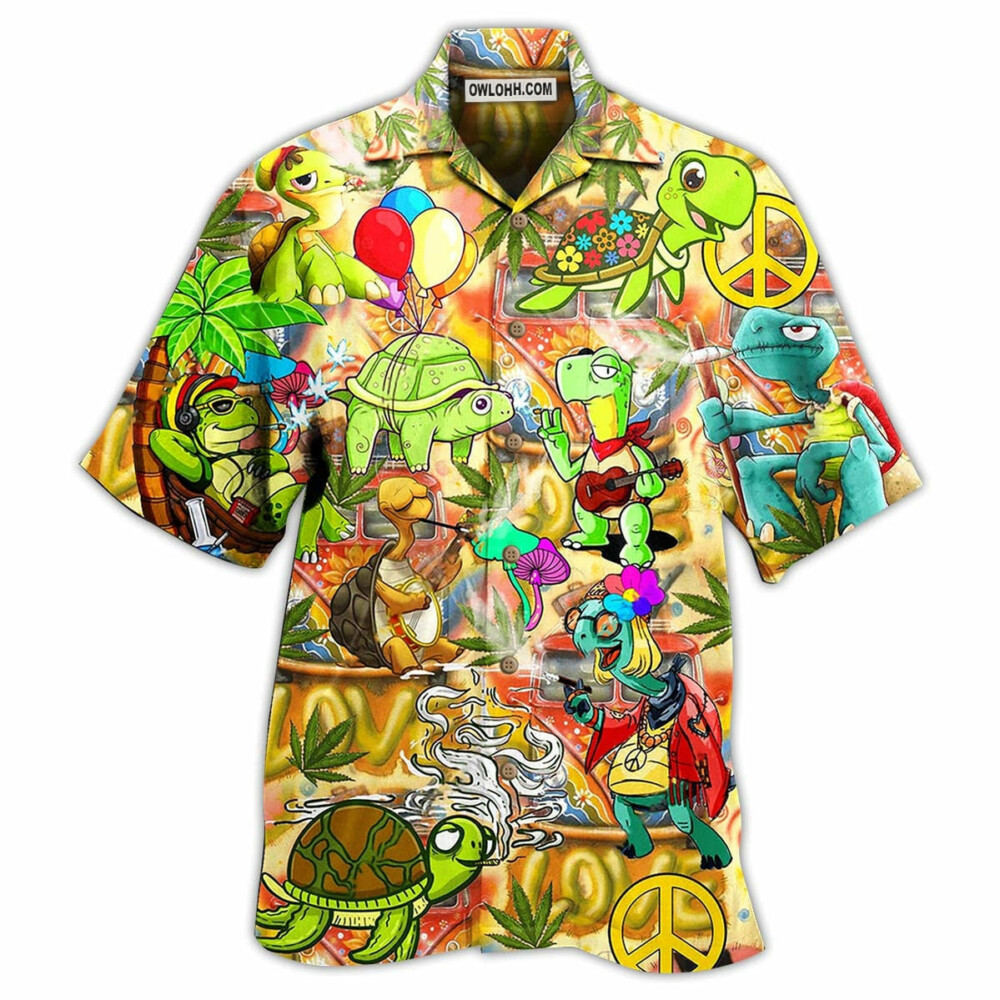 Hippie Turtle Funny Peace Life Color - Hawaiian Shirt - Owl Ohh - Owl Ohh