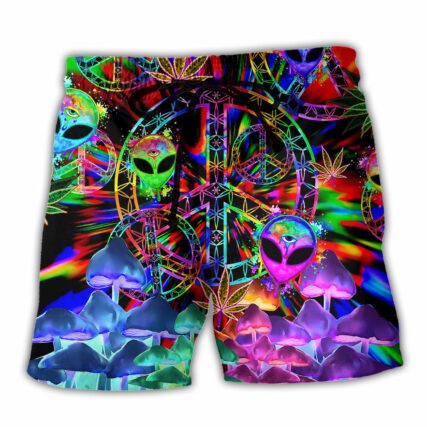 Hippie Alien Peace Color Stunning - Beach Short - Owl Ohh - Owl Ohh