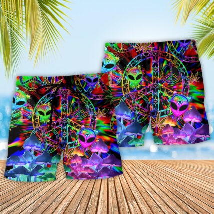 Hippie Alien Peace Color Stunning - Beach Short - Owl Ohh - Owl Ohh