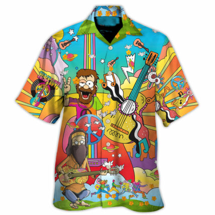 Hippie Music Guitar Peace Life Color - Hawaiian Shirt - Owl Ohh-Owl Ohh