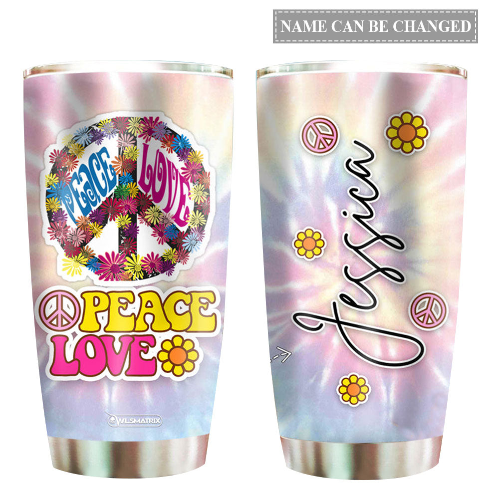 Hippie Peace And Love Personalized - Tumbler - Owl Ohh - Owl Ohh