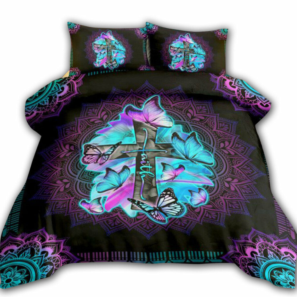 Jesus Butterfly Hologram Faith Cross - Bedding Cover - Owl Ohh - Owl Ohh