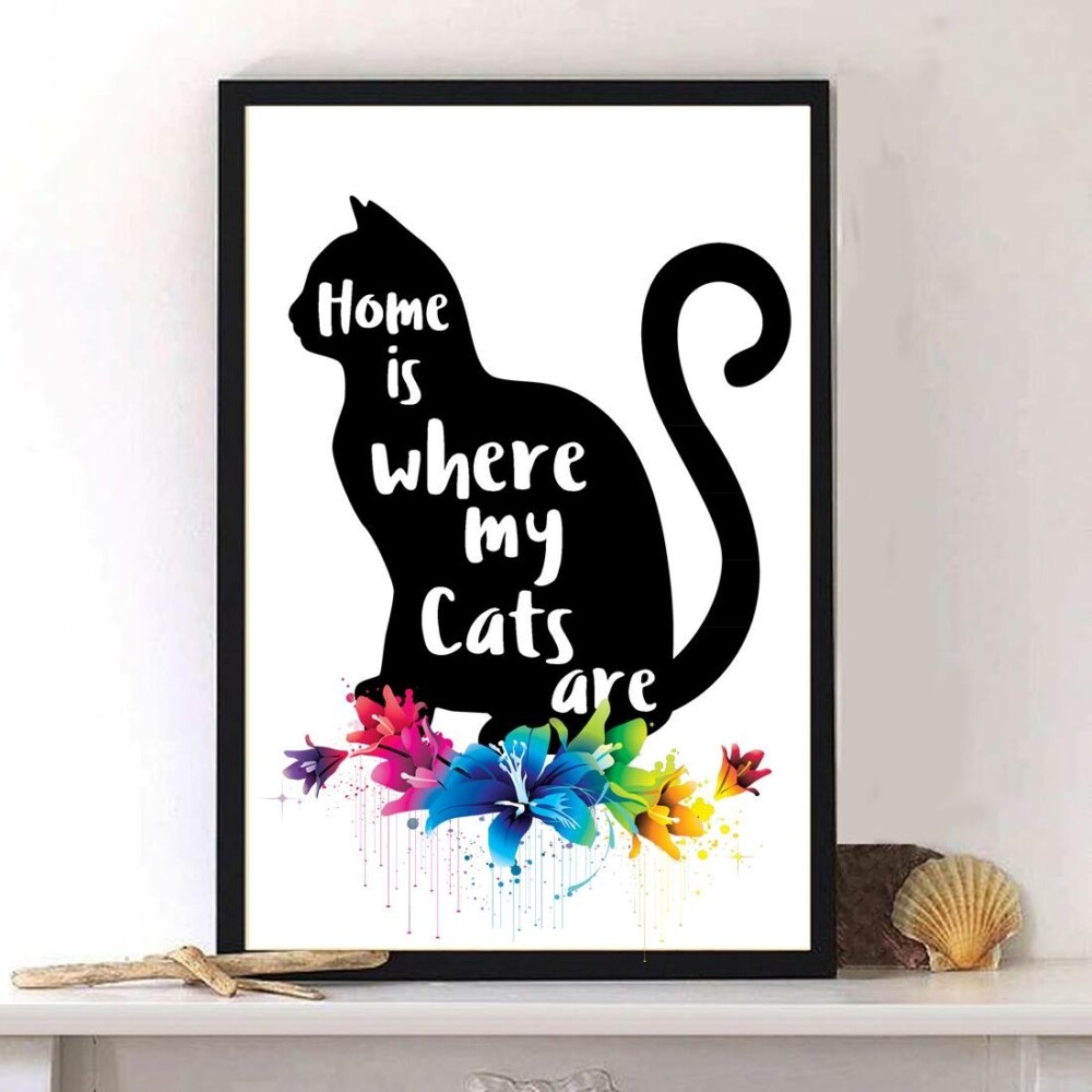 Cat Home Is Where My Cats Are - Vertical Poster - Owl Ohh - Owl Ohh