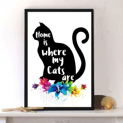 Cat Home Is Where My Cats Are - Vertical Poster - Owl Ohh - Owl Ohh