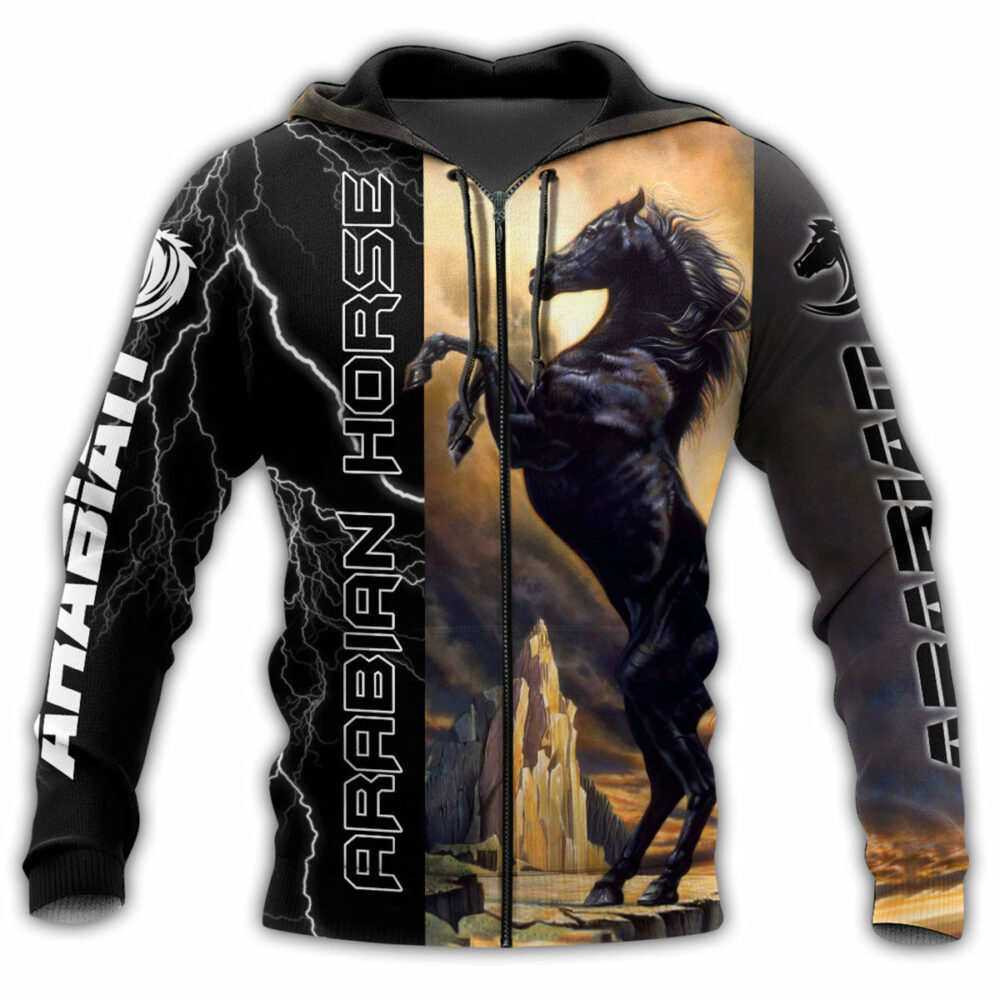 Horse Arabian Horse Black Stallion - Hoodie - Owl Ohh - Owl Ohh
