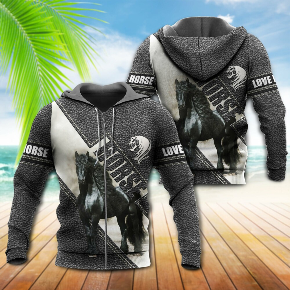 Hoodie Friesian Black Horse - Hoodie - Owl Ohh - Owl Ohh