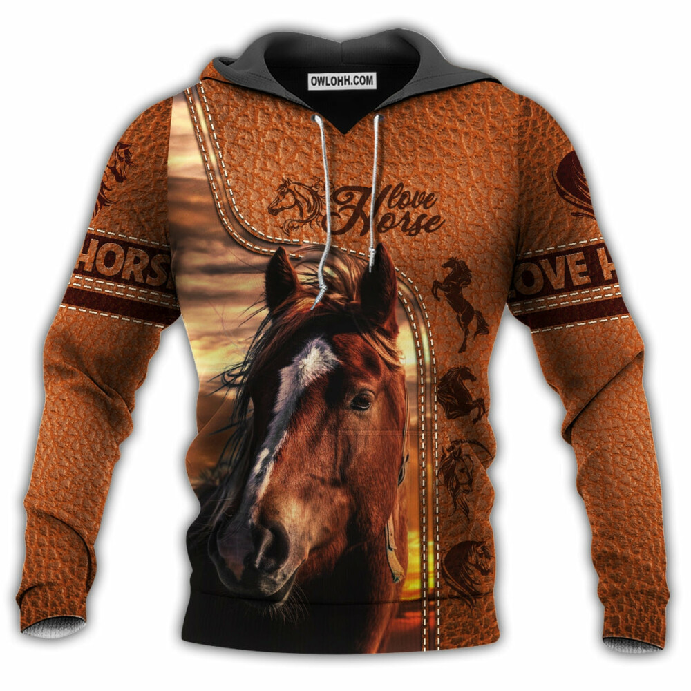 Horse Classic Leather Style - Hoodie-Owl Ohh