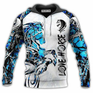 Horser Love Life Blue And White - Hoodie - Owl Ohh - Owl Ohh