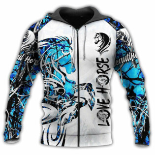 Horser Love Life Blue And White - Hoodie - Owl Ohh - Owl Ohh
