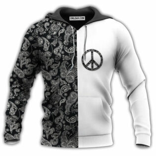 Hippie Sign Black And White Pattern - Hoodie - Owl Ohh - Owl Ohh