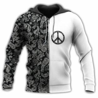 Hippie Sign Black And White Pattern - Hoodie - Owl Ohh - Owl Ohh