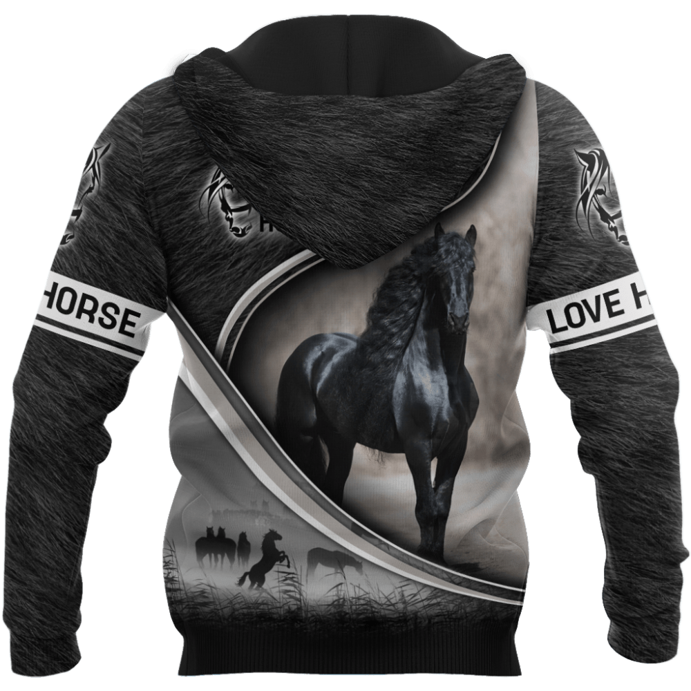 Horse Friesian Black Horse Amazing Style - Hoodie - Owl Ohh - Owl Ohh