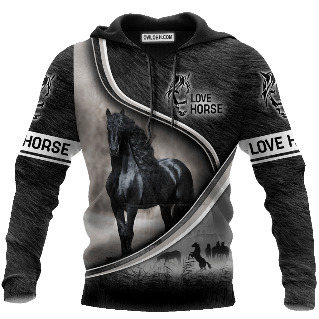 Horse Friesian Black Horse Amazing Style - Hoodie - Owl Ohh - Owl Ohh