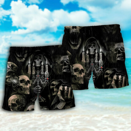Skull Horror Skull Movies - Beach Short - Owl Ohh - Owl Ohh