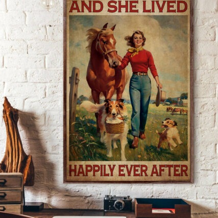 Horse And She Lived Happily Ever After With Classic - Vertical Poster - Owl Ohh - Owl Ohh