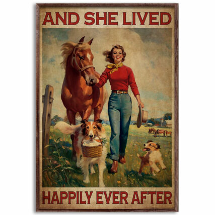 Horse And She Lived Happily Ever After With Classic - Vertical Poster - Owl Ohh - Owl Ohh