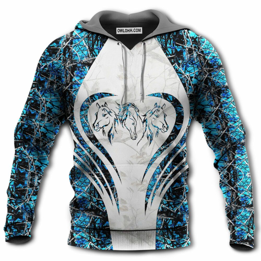 Horse Beautiful Horse Blue Style - Hoodie - Owl Ohh - Owl Ohh