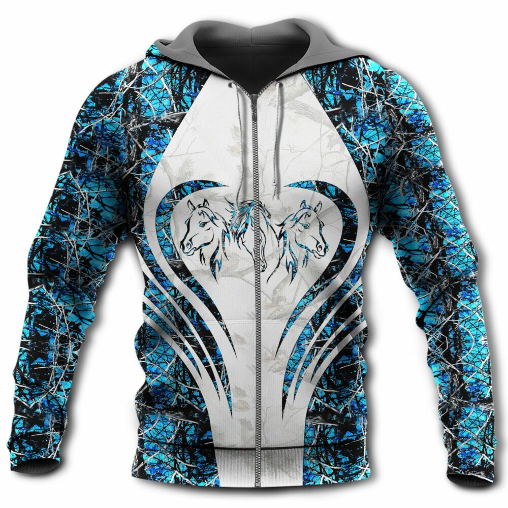 Horse Beautiful Horse Blue Style - Hoodie - Owl Ohh - Owl Ohh