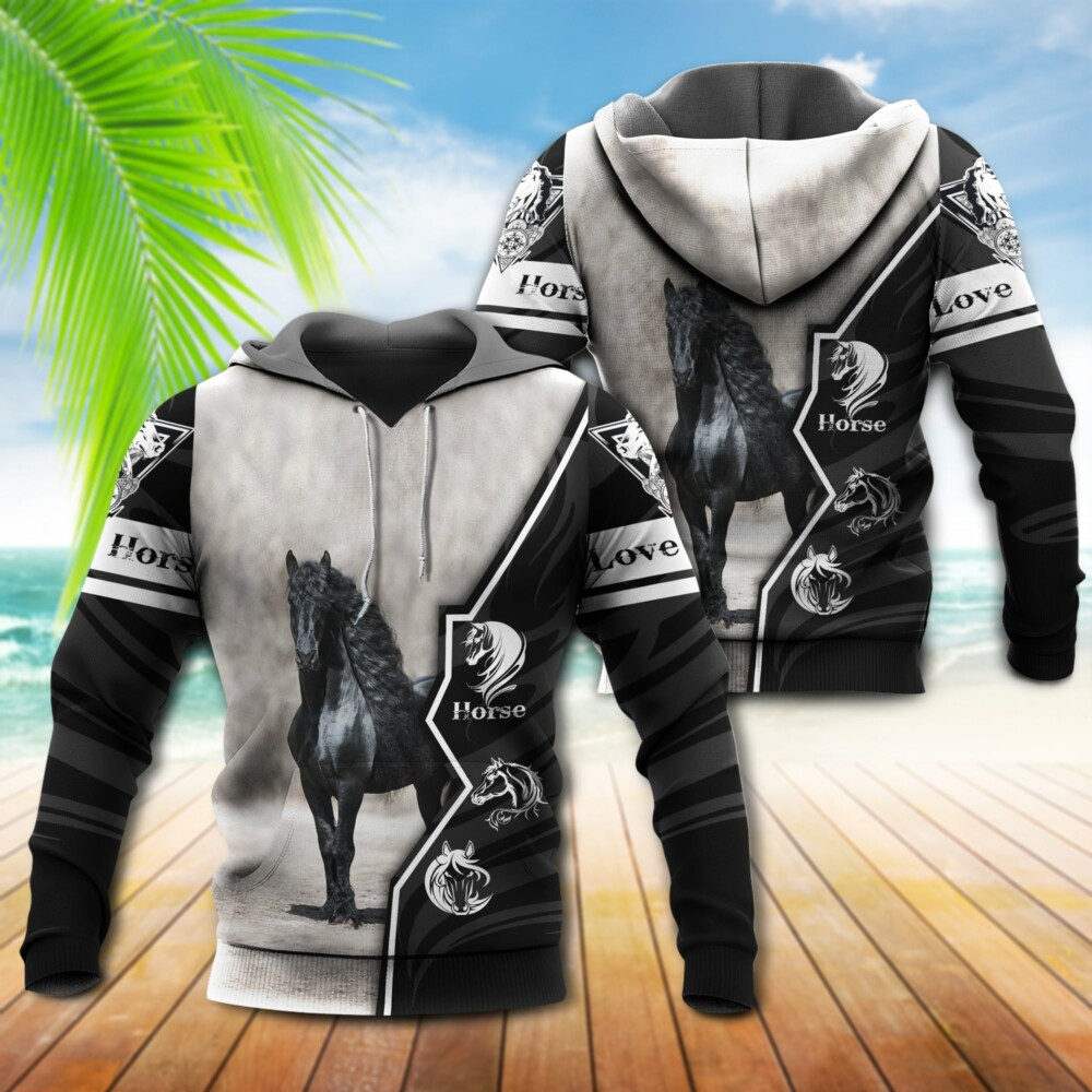 Horse Black Horder Love - Hoodie - Owl Ohh - Owl Ohh