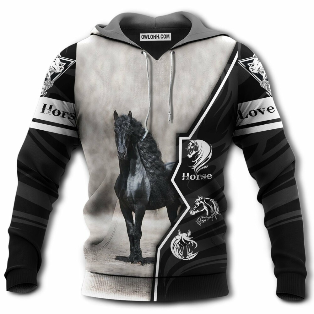 Horse Black Horder Love - Hoodie - Owl Ohh - Owl Ohh