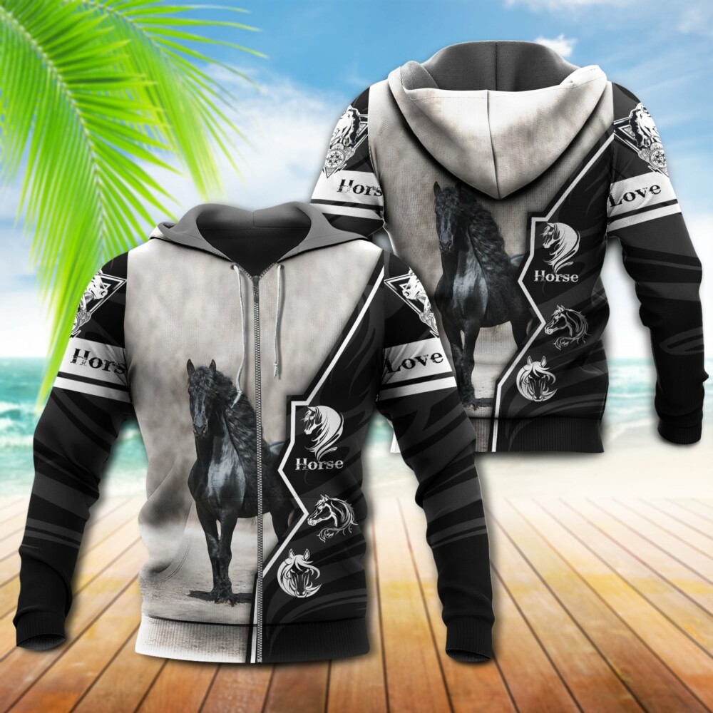Horse Black Horder Love - Hoodie - Owl Ohh - Owl Ohh