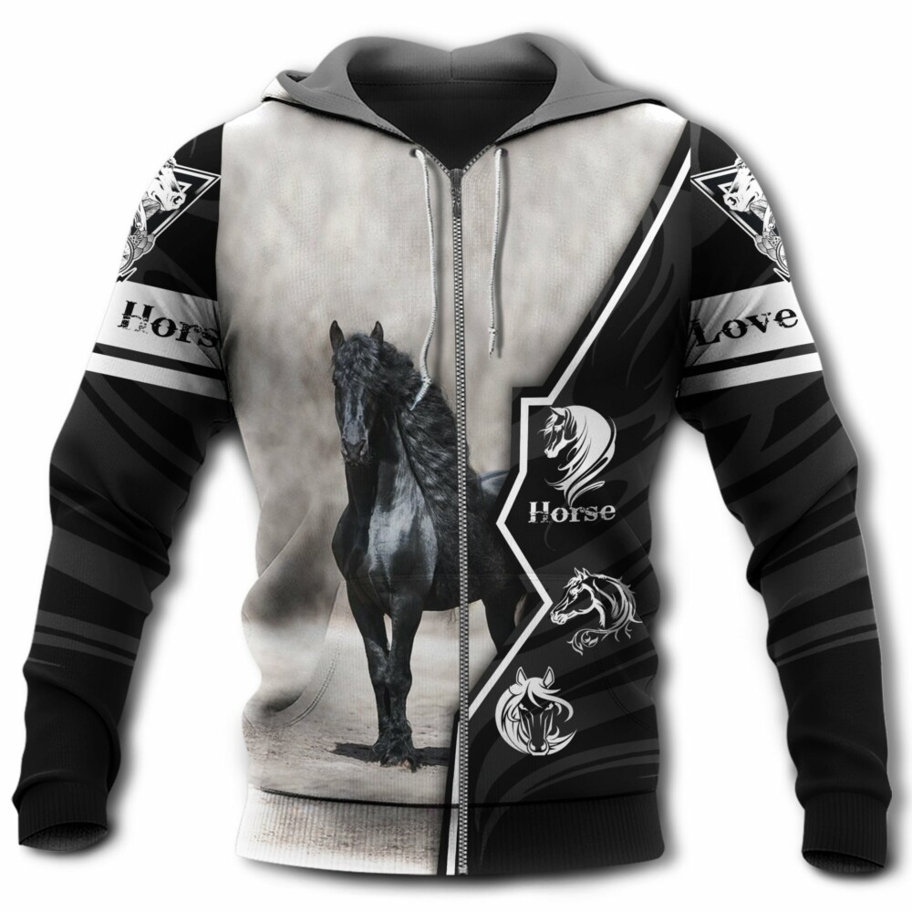 Horse Black Horder Love - Hoodie - Owl Ohh - Owl Ohh