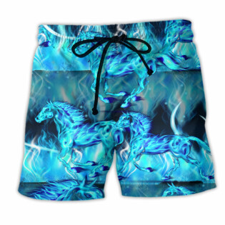 Horse Burning Blue Color - Beach Short - Owl Ohh - Owl Ohh