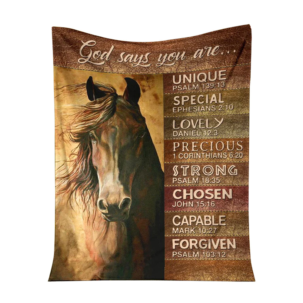 Horse God Says You Are Leather Pattern Print Horse - Flannel Blanket-Owl Ohh