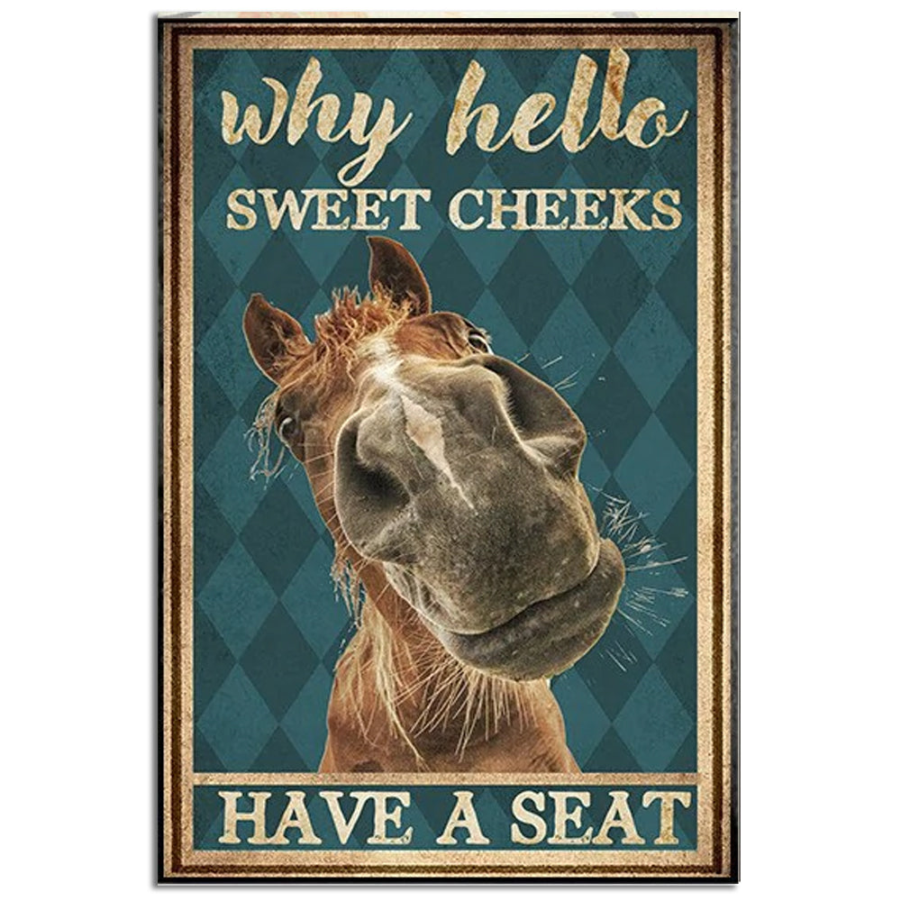 Horse Have A Seat Sweet Cheeks - Vertical Poster - Owl Ohh - Owl Ohh