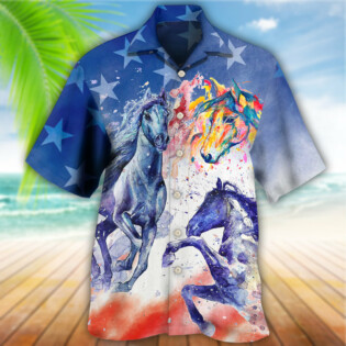 Horse Independence Day - Hawaiian Shirt - Owl Ohh - Owl Ohh