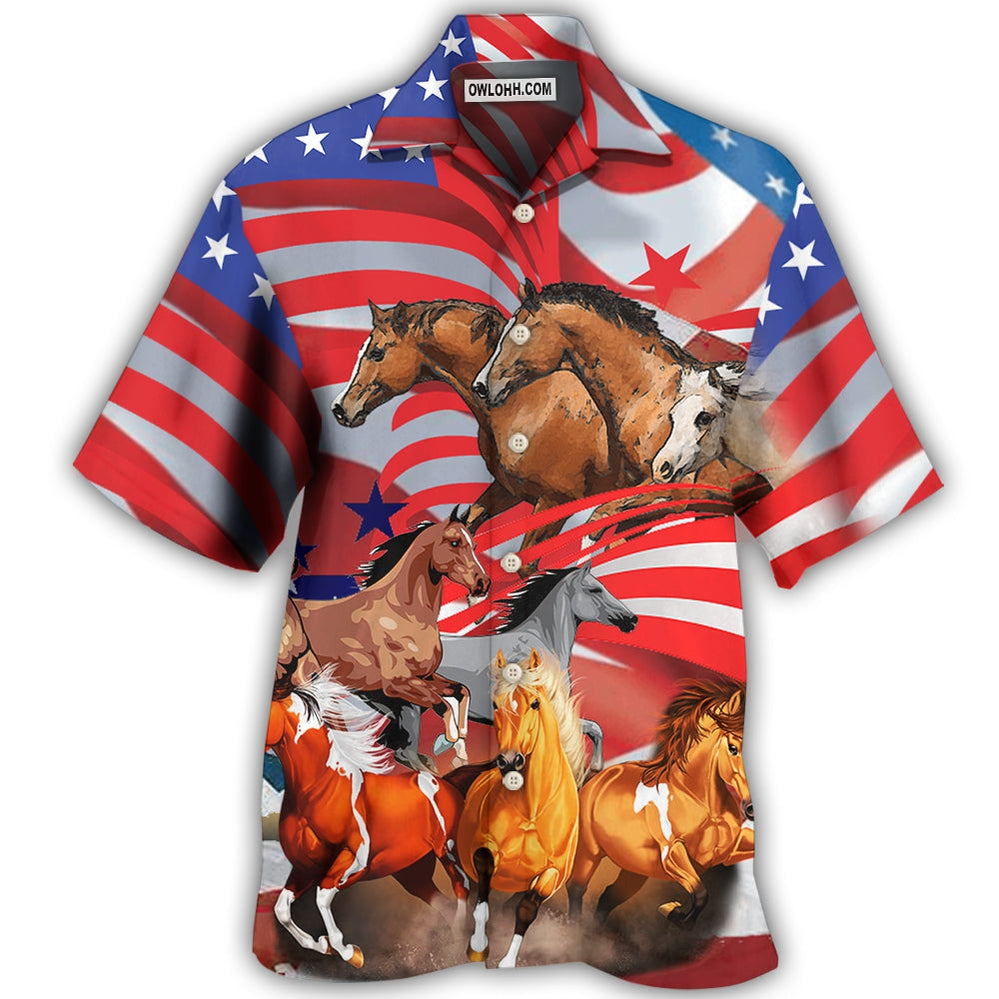 Horse Independence Day America - Hawaiian Shirt - Owl Ohh - Owl Ohh