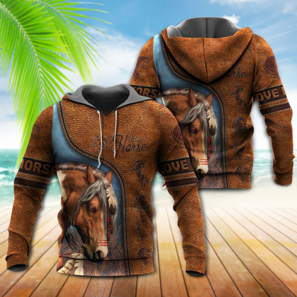 Horse Love Forever Leather Style - Hoodie - Owl Ohh - Owl Ohh