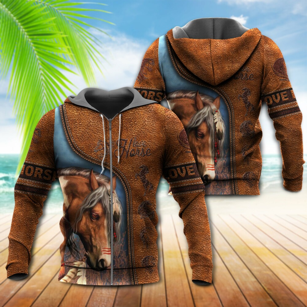 Horse Love Forever Leather Style - Hoodie - Owl Ohh - Owl Ohh