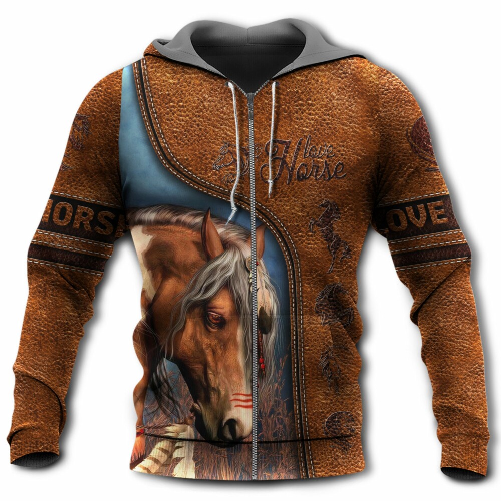 Horse Love Forever Leather Style - Hoodie - Owl Ohh - Owl Ohh