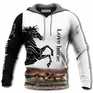 Horse Love Horse Black And White - Hoodie - Owl Ohh - Owl Ohh