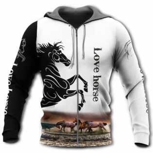 Horse Love Horse Black And White - Hoodie - Owl Ohh - Owl Ohh