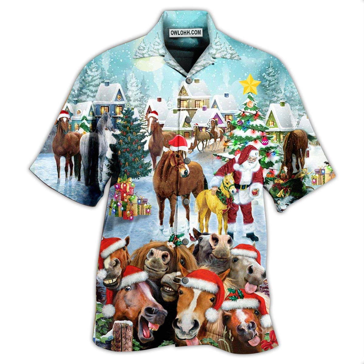 Horse Loves Christmas Very Happy - Hawaiian Shirt - Owl Ohh - Owl Ohh