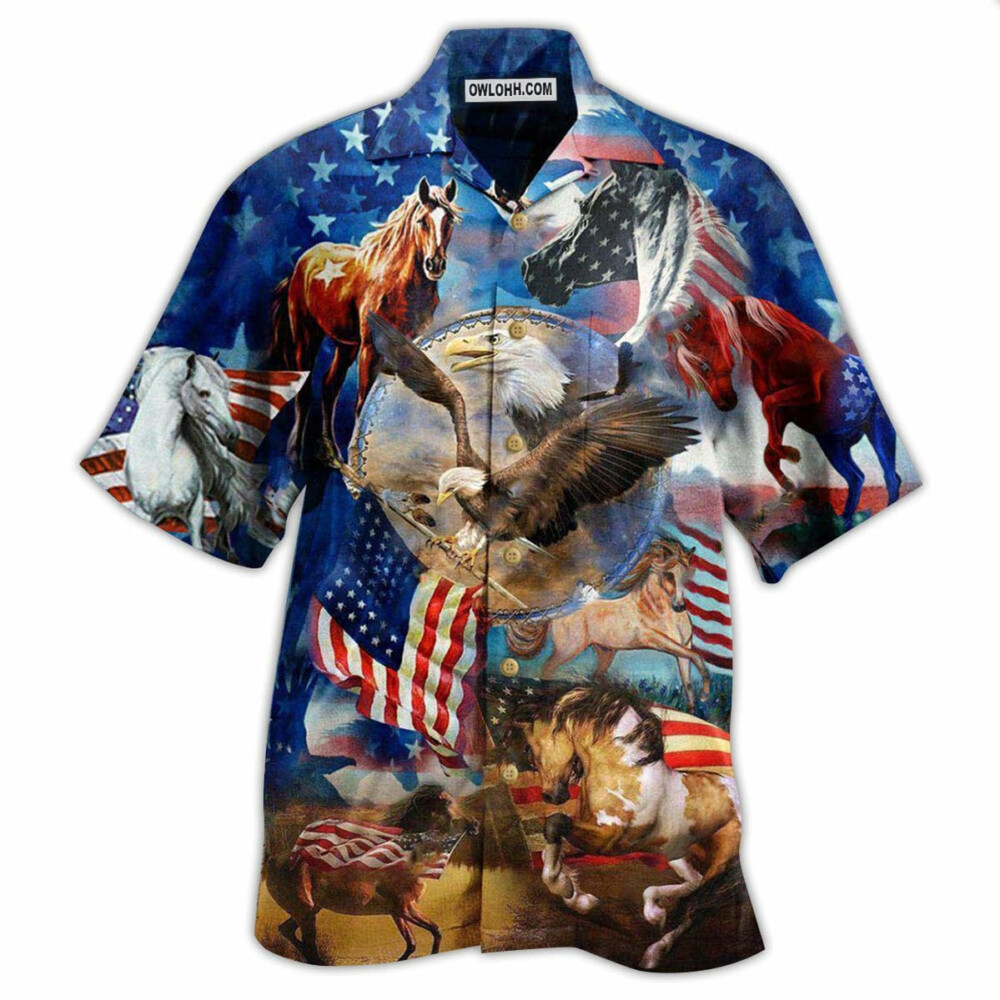 America Horse Patriotic America - Hawaiian Shirt - Owl Ohh - Owl Ohh