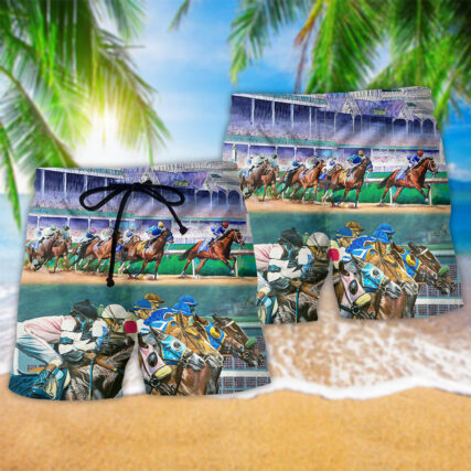 Horse Racing We Love Cool Style - Beach Short - Owl Ohh - Owl Ohh
