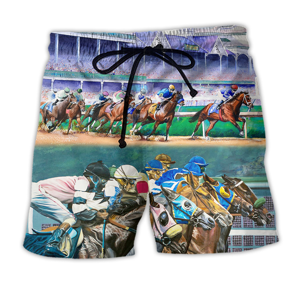 Horse Racing We Love Cool Style - Beach Short - Owl Ohh - Owl Ohh