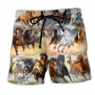 Horse Running Amazing Basic Style - Beach Short - Owl Ohh - Owl Ohh