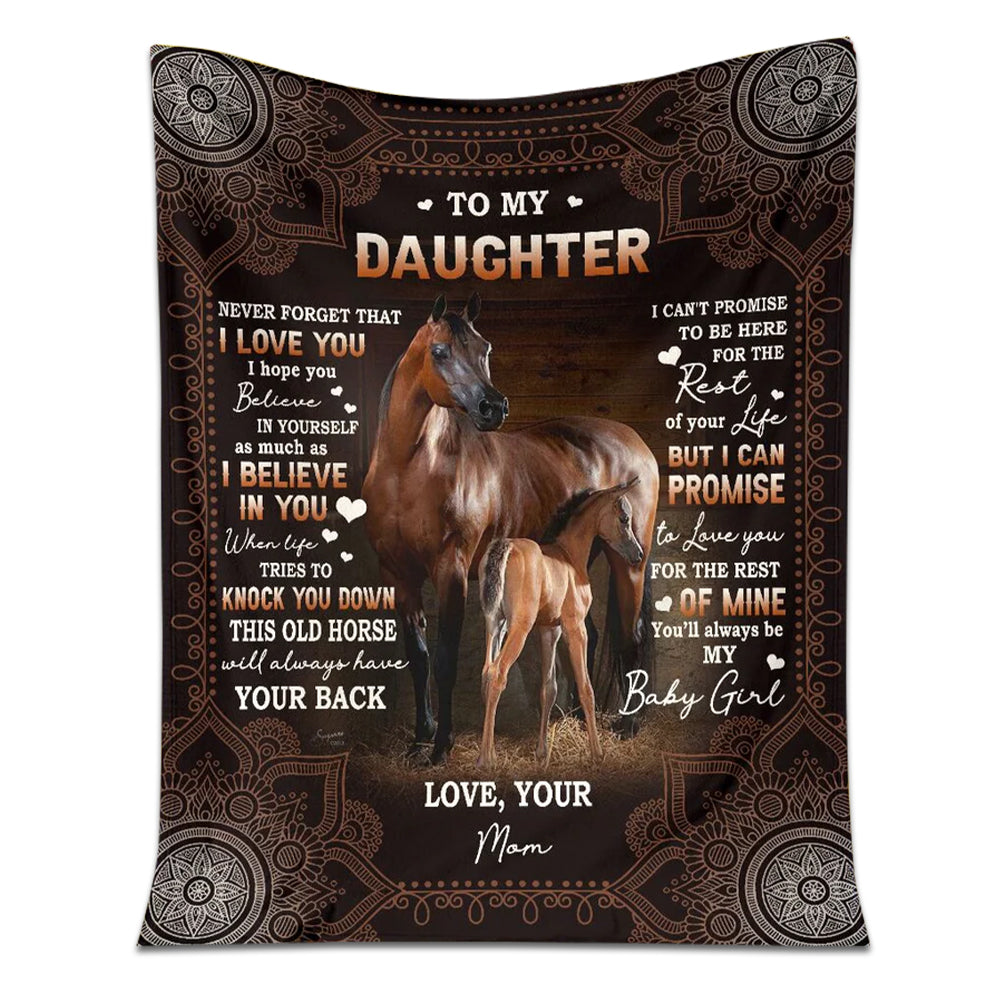 Horse To My Daughter Horse Brown Style - Flannel Blanket - Owl Ohh - Owl Ohh