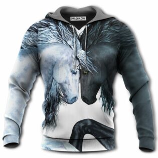 Horse White And Black Horse - Hoodie - Owl Ohh - Owl Ohh
