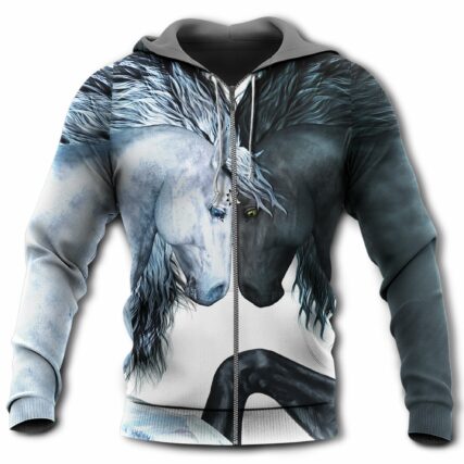 Horse White And Black Horse - Hoodie - Owl Ohh - Owl Ohh