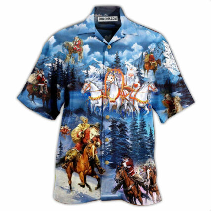 Horse And Santa Love Christmas - Hawaiian Shirt - Owl Ohh - Owl Ohh