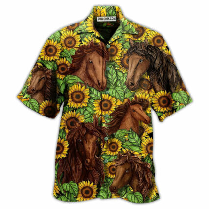 Horse And Sunflowers Amazing - Hawaiian Shirt - Owl Ohh - Owl Ohh