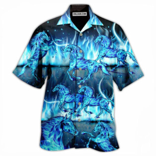 Horse Burning Blue - Hawaiian Shirt - Owl Ohh - Owl Ohh