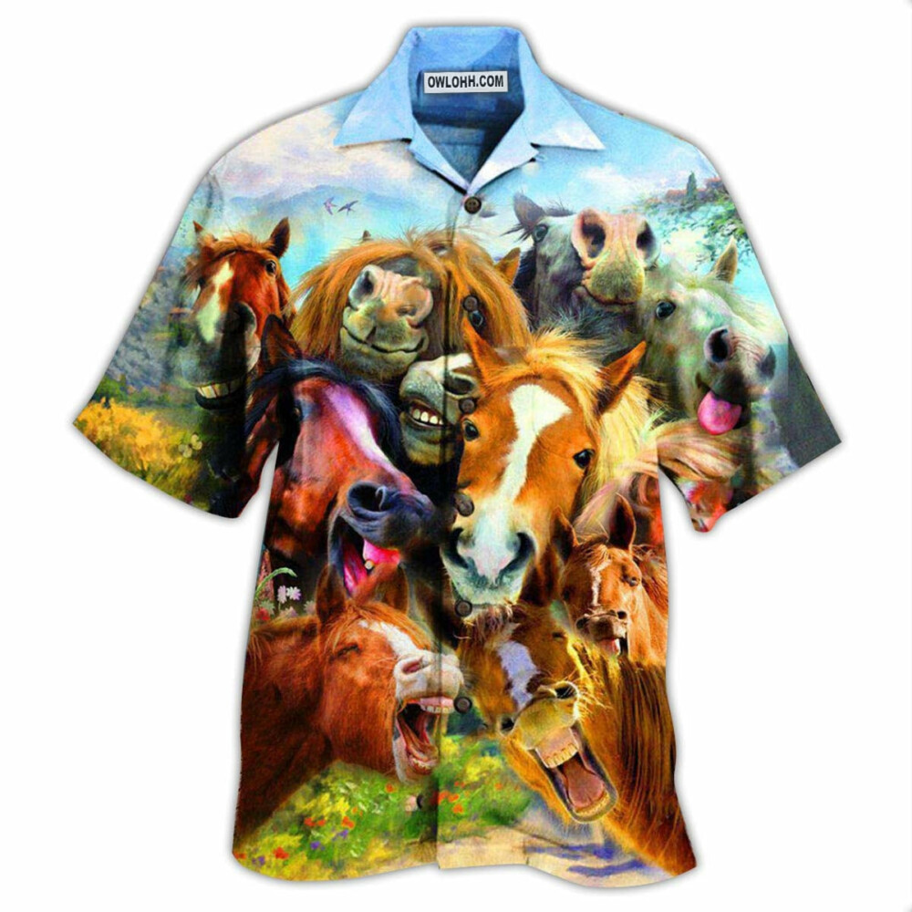 Horse Laughing Beautiful - Hawaiian Shirt - Owl Ohh - Owl Ohh